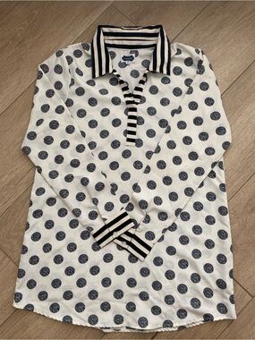 Mud Pie Cream & Black Striped Collar Polka Dot Tunic